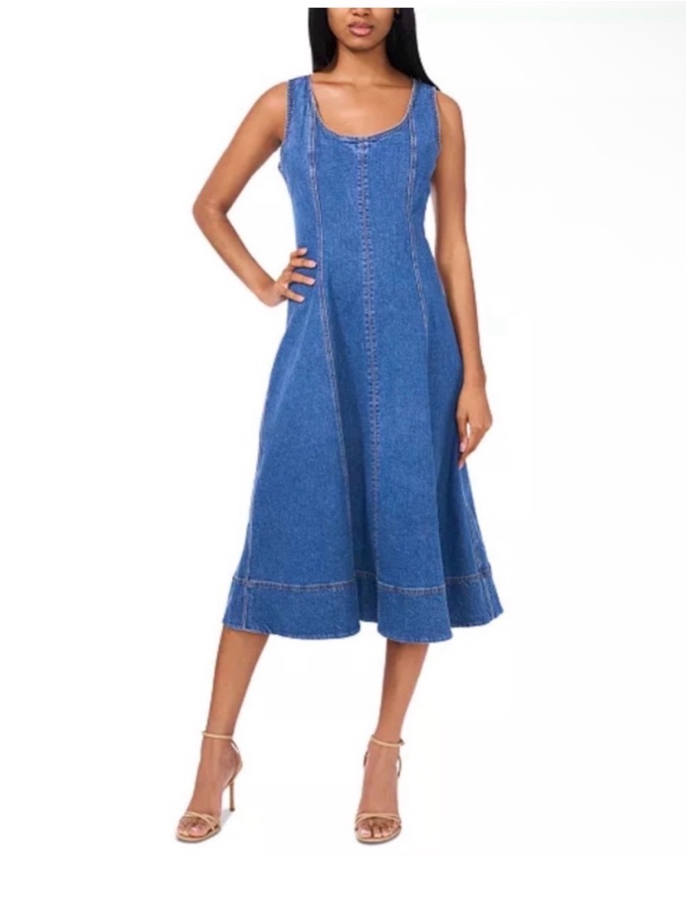 Sleeveless Denim Midi Dress